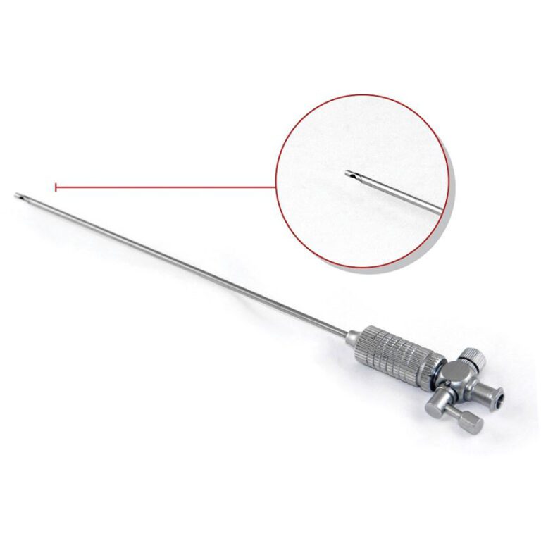 Precision medical syringe needle close-up